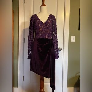NWOT Marchesa Notte Purple Lace And Velvet Cocktail dress